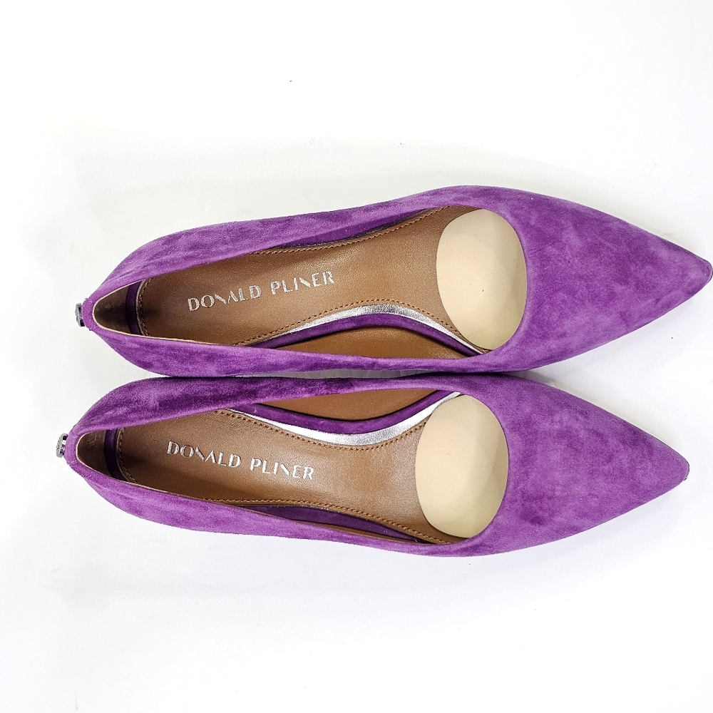 Donald Pliner Purple Suzette Suede Pointed Toe Heels - Picture 7 of 8